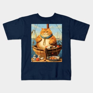 Cats at Sea: Fat Cats, little boats Kids T-Shirt